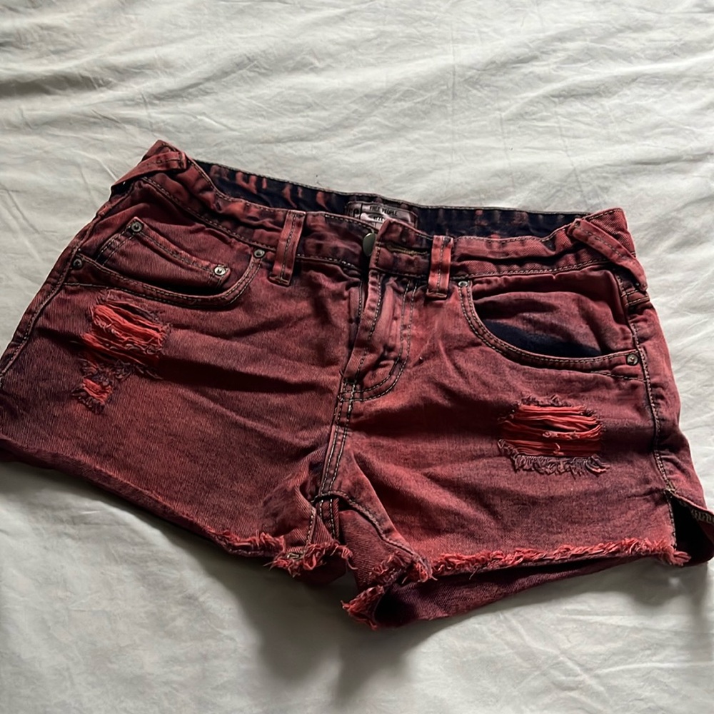 Free People Red Denim Shorts